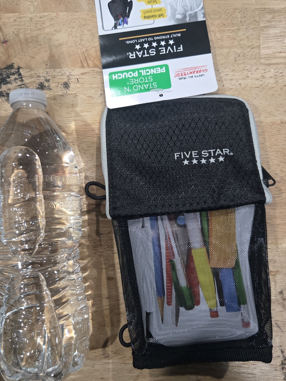 Five Star Black and Gray Mesh Front Pencil Pouch